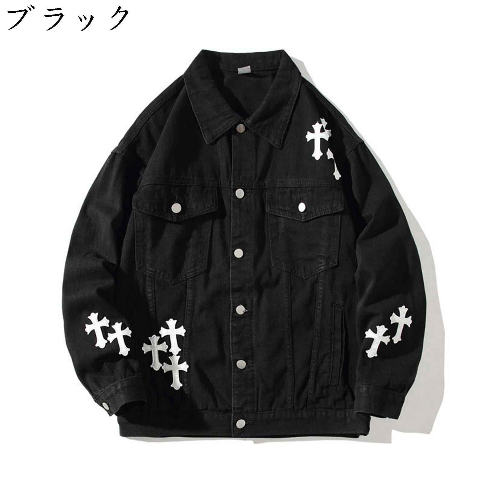 デニムジャケット メンズ 春秋 ショート丈 折り襟 胸ポケット 薄手 開襟 軽量 ダメージ ジージャン 大きいサイズ 快適 防風 防寒 アウター 十字架 ファッション シンプル 通勤 ギフト 男性