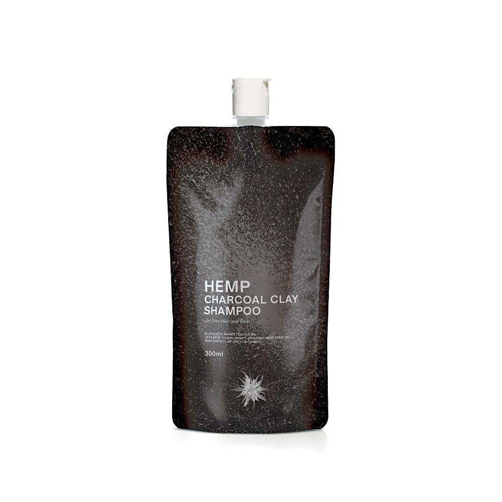 野州麻炭Lab 麻炭 クレイシャンプー オールインワン 炭 泥 シャンプー ボディソープ 洗顔 クレンジング スカルプ ノンシリコン アミノ酸 濃密泡 低刺激 全身用 ユニセックス 300ml