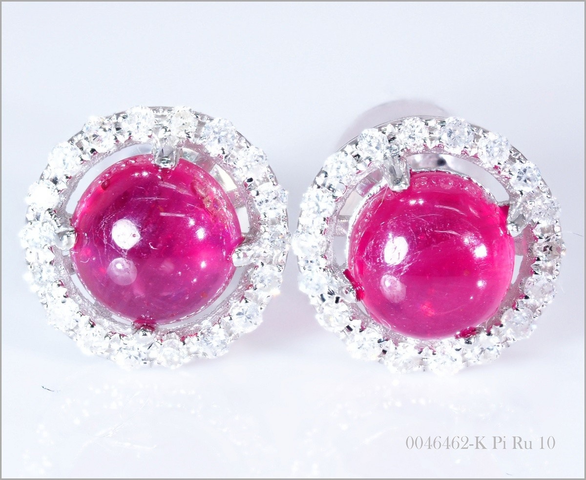 天然 ダイヤモンド ルビー ピアス 高級 3.63ct K18WG 18金製品 国内生産 74