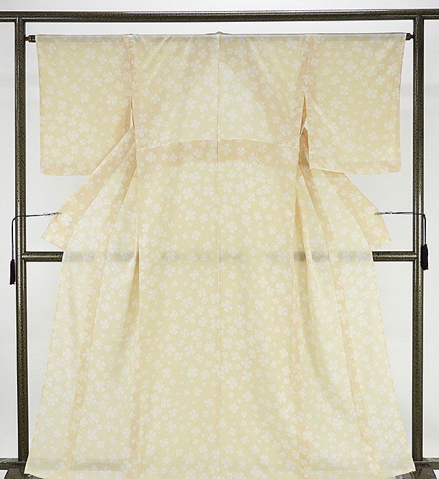 夏物 小紋 新品仕立済 正絹 夏物 四つ葉模様 絽小紋 新品 仕立て上がり 着物