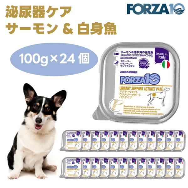 Forza10 アクティウェット ウリナリーサポート 泌尿器ケア サーモン&地中海の白身魚 パテ 100gx24個 犬 ドッグフード 餌 フォルツァ10