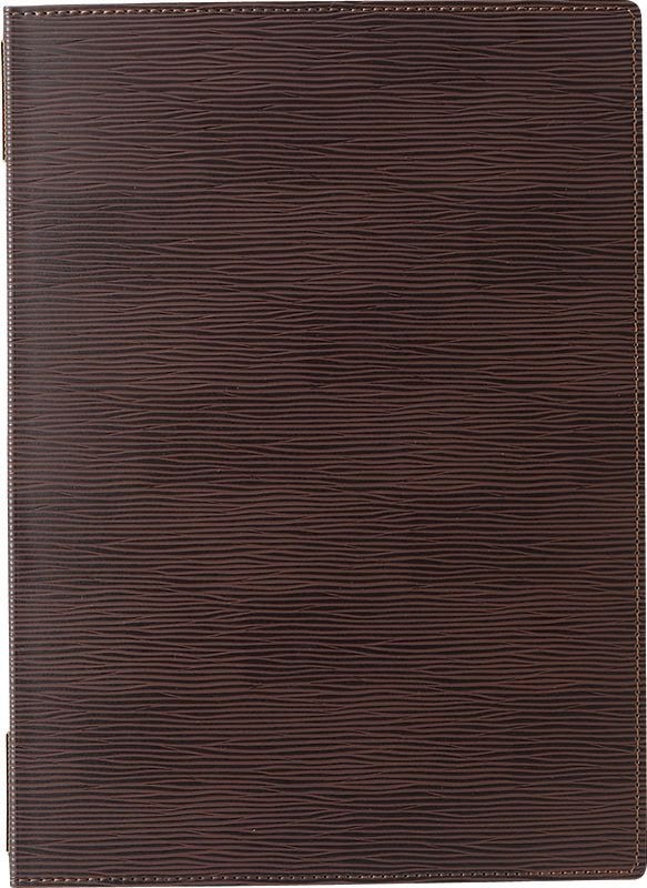 （まとめ買い）店舗用品 レザータッチメニューブック ピンホールタイプ A4/4ページ GB-131 ダークブラウン [x3]