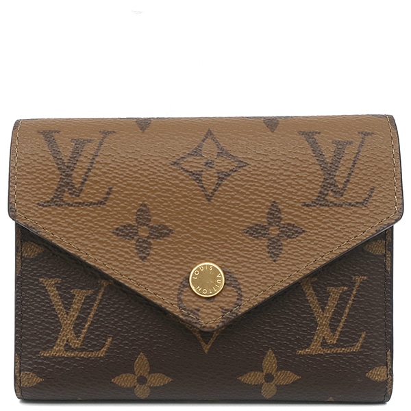 ルイヴィトン LOUIS VUITTON 三つ折り財布 ポルトフォイユ ヴィクトリーヌ モノグラムリバースキャンバス モノグラムリバース ゴールド金具 茶 コンパクトウォレット M81557 RFID