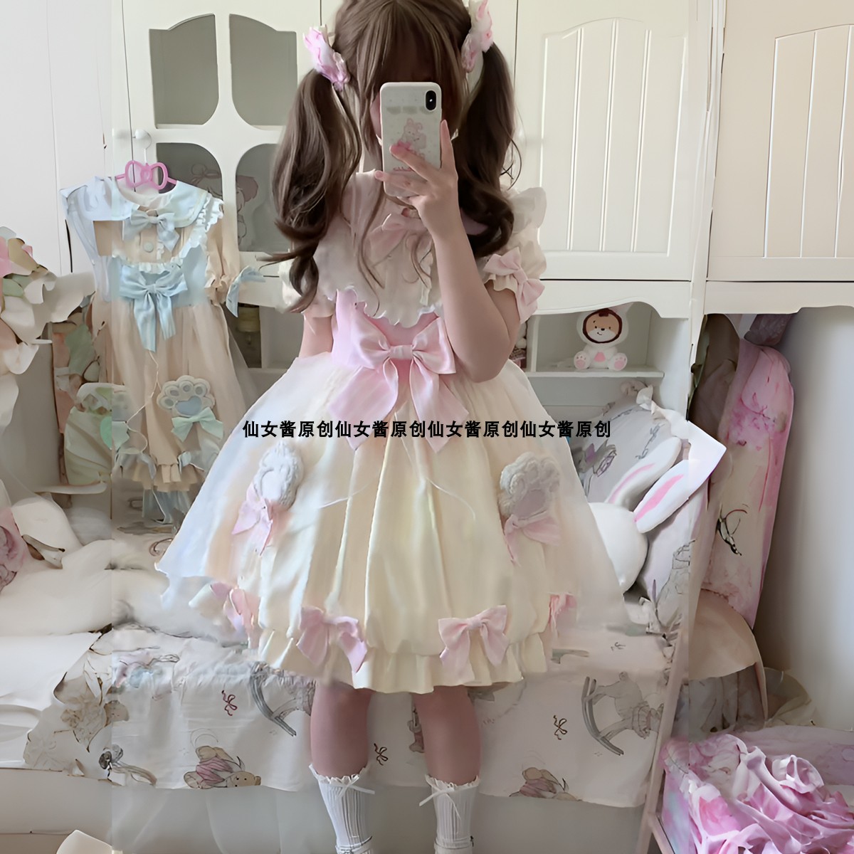 ロリータスカートリトルスウィートベアOPスウィートキュートデイリーバッドガールロリータドレス