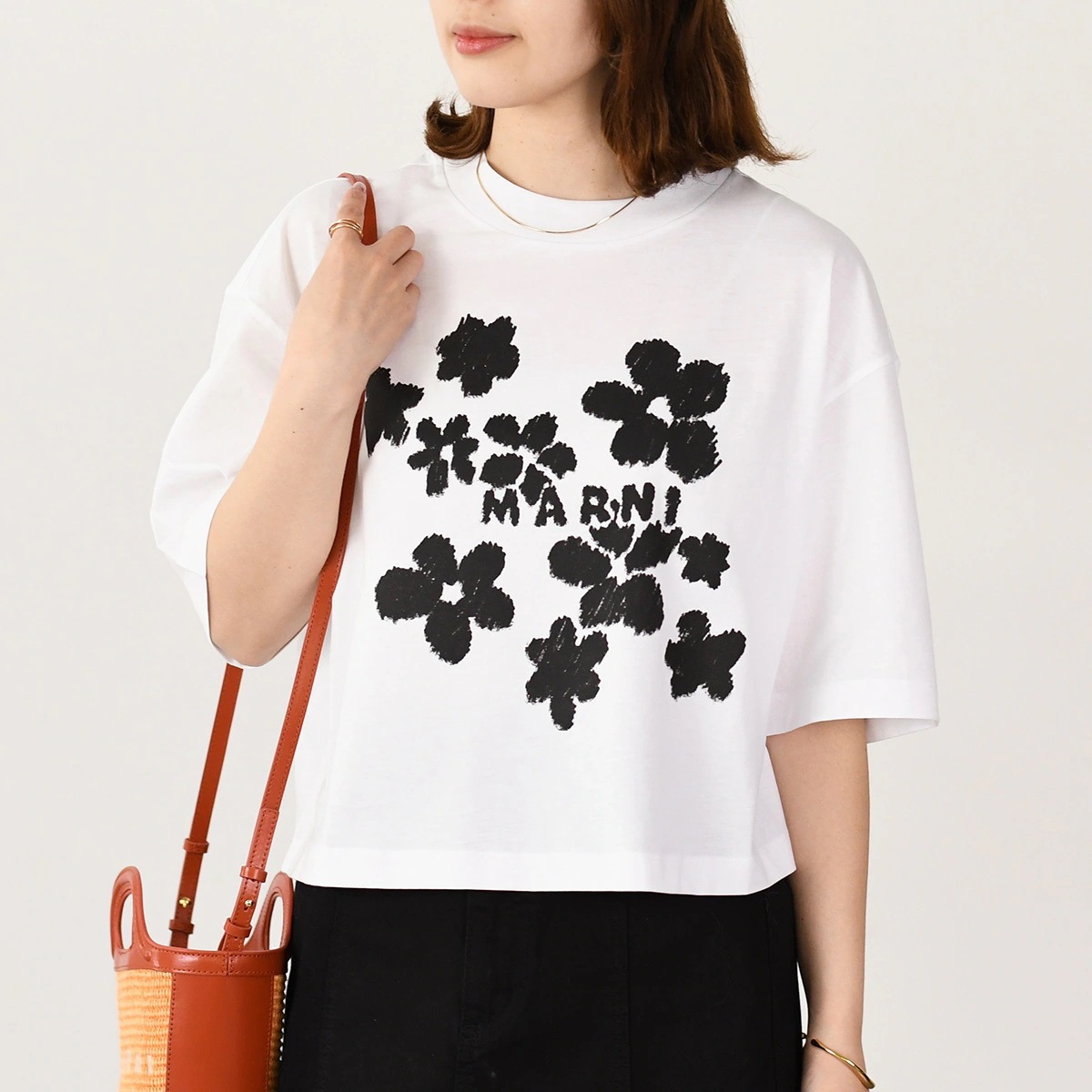 Tシャツ トップス Daisy Garden プリント ジャージーコットンTシャツ THJE0333P4 USCX40 レディース ホワイト アイボリー コットン 半袖 春 夏