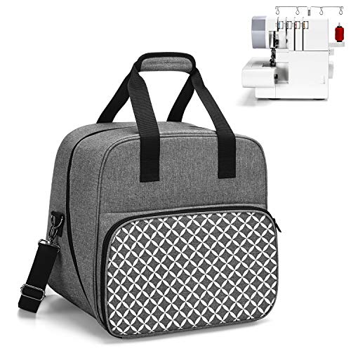 Yarwo ロックミシンケース 硬い底板付き（グリッド付きグレー）