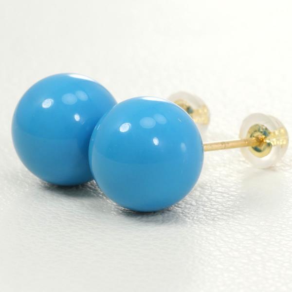 K18 18金 YG イエローゴールド ピアス ターコイズ 総重量約1.9g ジュエリー 中古