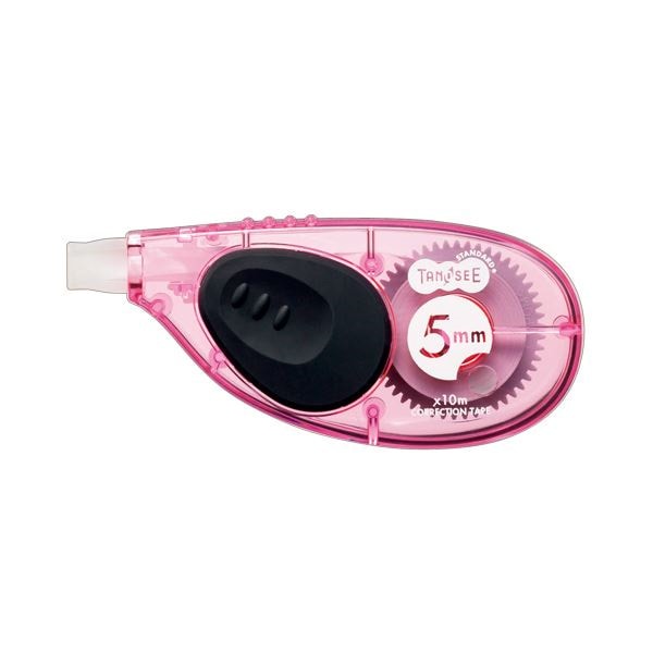 （まとめ） TANOSEE 修正テープ ヨコ引き 5mm幅10m ピンク 1セット（10個） 10セット