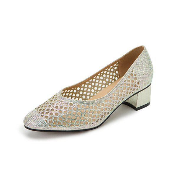 女性用ドレスグリッターメッシュパンプスシルバー516622908UX_YS