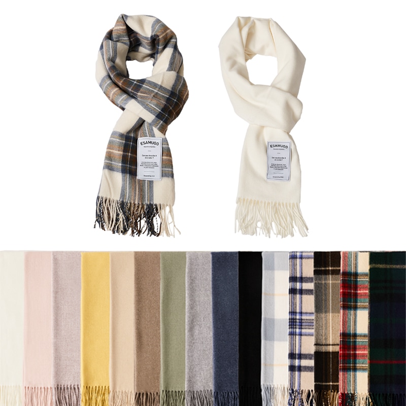 [TXT ボムギュ 着用] ESAMUGO BASIC CHECK MUFFLER 16色 韓国 アイドル レディース メンズ 秋 冬 マフラー 無地 7,473円