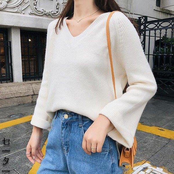 セーター レディース ニット Vネック 秋冬 秋物 長袖 着痩せ 体型カバー ファッション おしゃれ Chrysalisventures Com