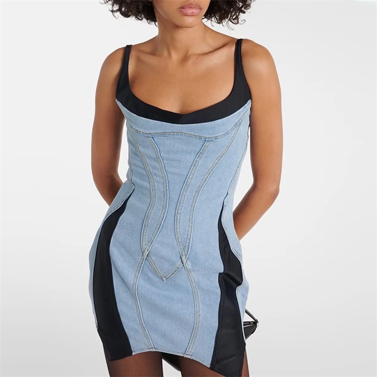 激安セール 大人気 2024夏 タイトスカート スリム ミニスカート ワンピース エレガント ジャンパースカート キャミワンピース 縫付 デニムワンピース
