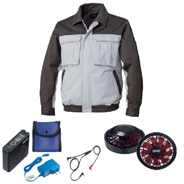 KU91920 空調服 綿厚手 脇下マチ付 FAN2200BR/LISUPER1 銀xダークグレーL