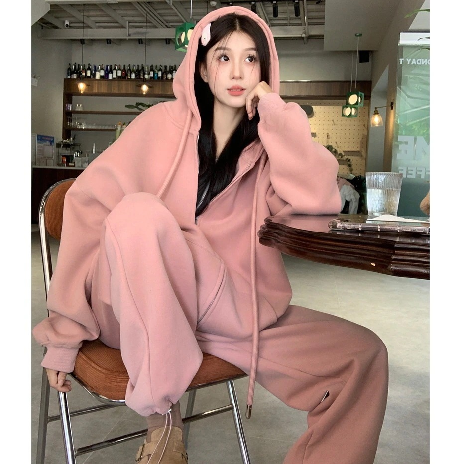 【急速出荷!】上下別売り 選べる2タイプ 薄手 厚手 裹起毛 長袖シャツ ロングパンツ レディース かわいい シルエット 2点セット フード付き風 きれいめ サイズ ゆったりファッション大人可愛い