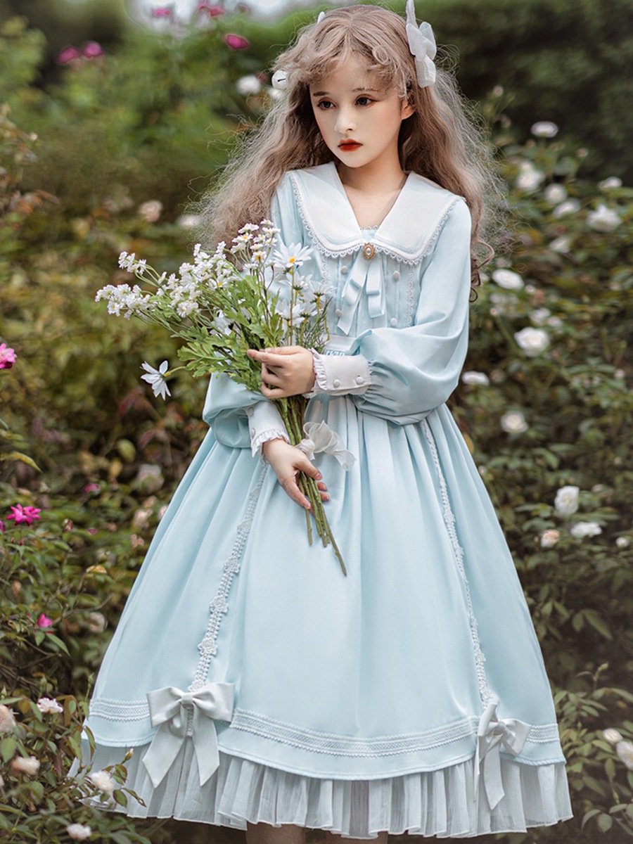 【激安本日限定】ロリータ ワンピースロリータ チャンクラ エレガントオプ プリンセス ロング ピンク ブルー オーバーロリータ スカート 春