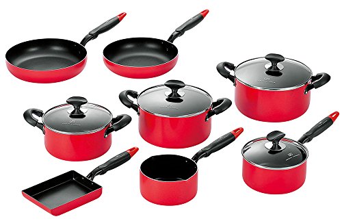 よこやま タツヤカワゴエ 8点セット TKM-2500S レッド 両手鍋24cm両手鍋22cm