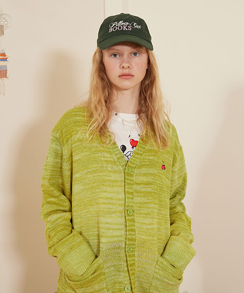 SMALL CHERRY GRADATION CARDIGAN GREEN