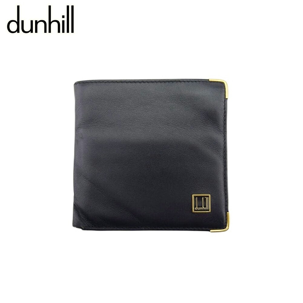 ダンヒル 二つ折り 財布 ミニ財布 メンズ ロゴプレート dunhill 中古