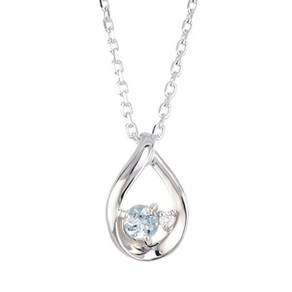 正規紙袋＆箱付 ネックレス ペンダント プレゼント レディース しずくモチーフネックレス アクアマリン 14,560円