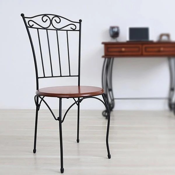 ダイニングチェア 椅子 おしゃれ ヨーロピアン アイアン 曲線 アンティーク風 クラシック レトロ チェアー 白 ホワイト 黒 ブラック 茶 ブラウン ガーリー 姫系