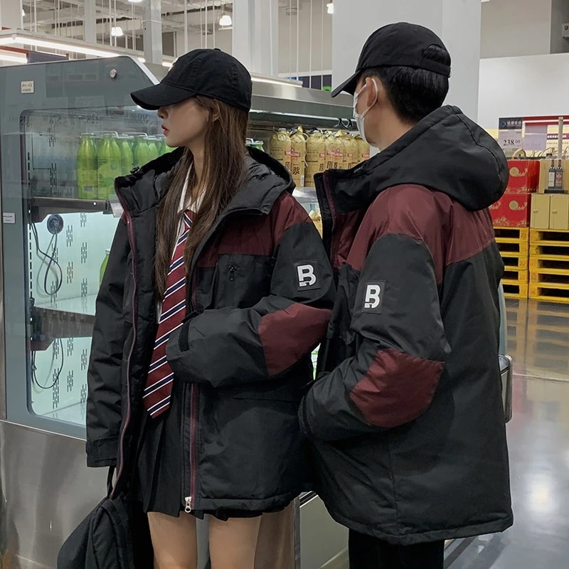 冬 軽量 暖かい 厚手 中綿コート カジュアル 通学 男女兼用 フード付き アウター レディース アウター ファーカラー 裏起毛 ジャケットダウン混綿ジャケット 福袋