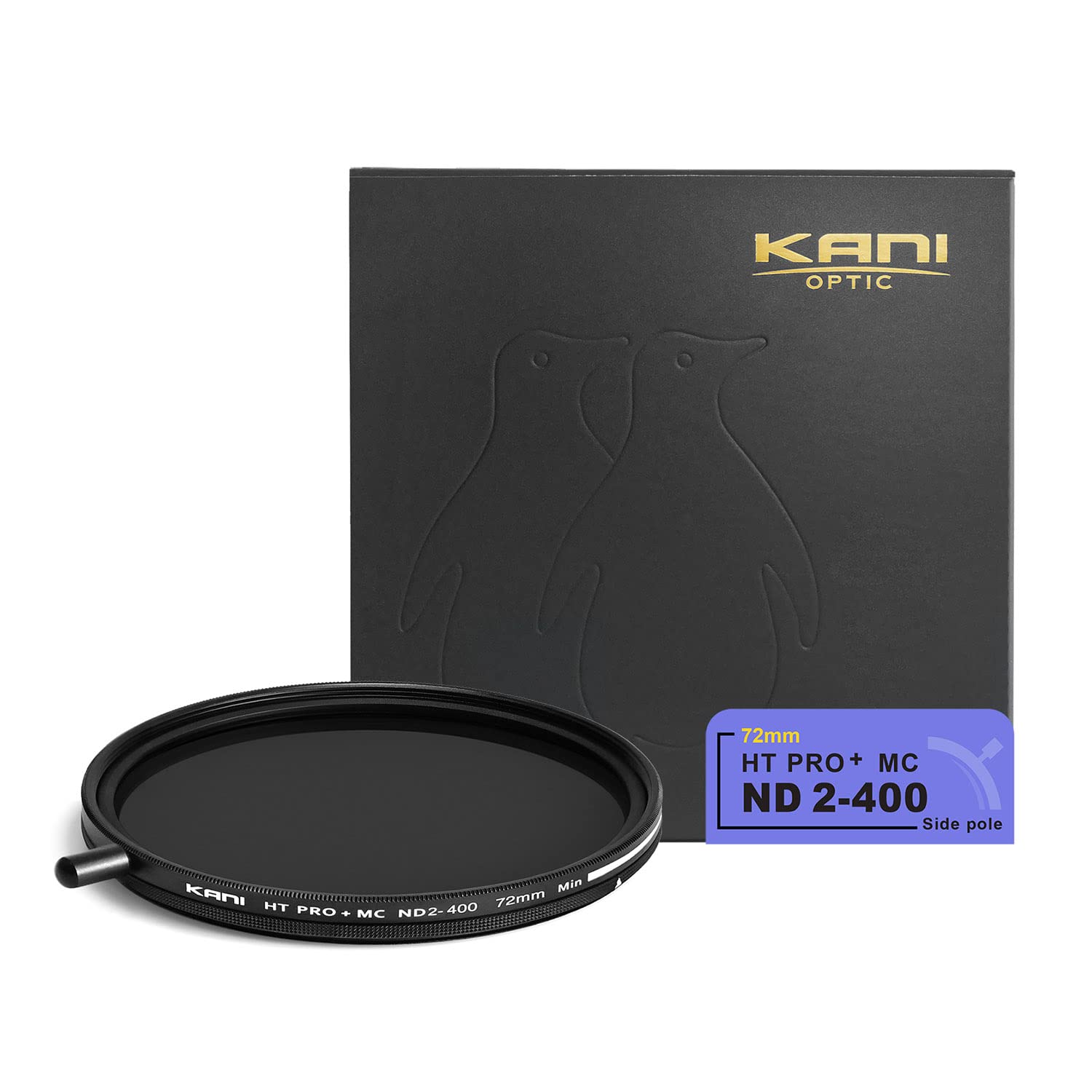KANI 72mm 可変NDフィルター HT PRO+ MC ND2-400 減光効果最大8 2/3絞り分 着脱式調整用ノブ付 高濃度時X状ムラ抑制 低反射 撥水 撥油 防汚 ナノコーティング 809
