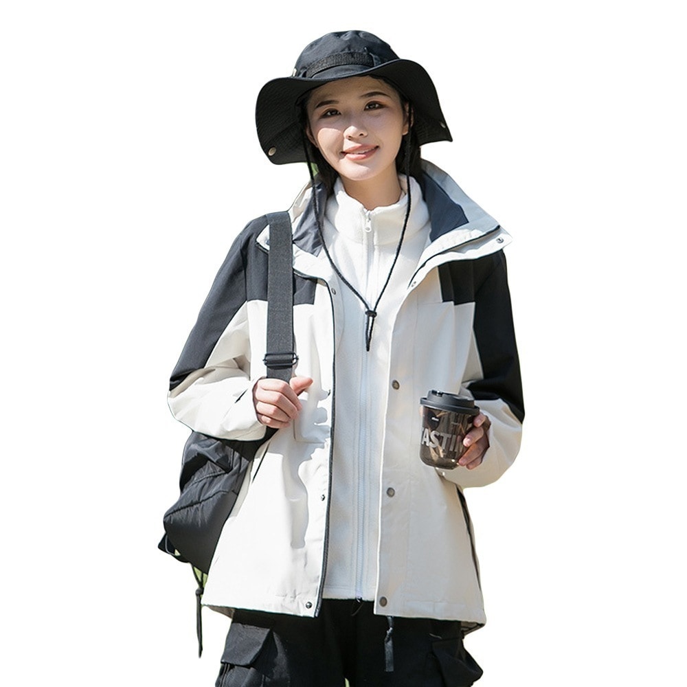 [最安値挑戦]！ウインドブレーカー ジャケット コート レディース メンズ ユニセックス 2点セット フード取り外し 防風 保温 防寒 マウンテンパーカー はっ水 男女兼用フリース付きアウトドアジャケ