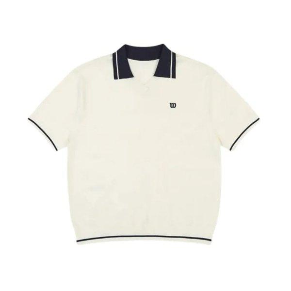 [] 男性Vネックニット半袖ポロ W233001TPS81OWH