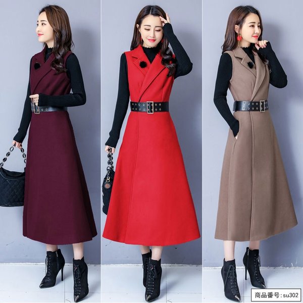 セットアップ ワンピース レディ ース 秋冬 2点セット ベストワンピ ニットセーター 長袖 Aライン Vネック きれいめ おしゃれ 暖か い 40代 30代