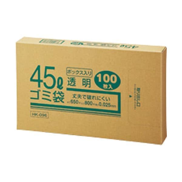 （まとめ） クラフトマン 業務用透明 メタロセン配合厚手ゴミ袋 45L BOXタイプ HK-096 1箱（100枚） 10セット