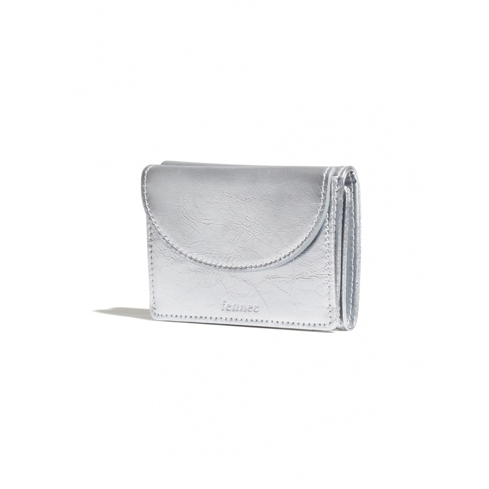 FENNEC クリンクルハーフムーンミニウォレット-シルバー