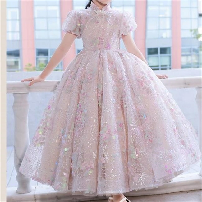 ロングドレス　キッズ　ドレス　子供ドレス　Aライン　マキシ丈　フォーマルドレス　ワンピース　キッズ服 子供服 女の子 子ども　発表会　七五三　演出舞台結婚式卒業園　入園式 ピアノ　100-160CM