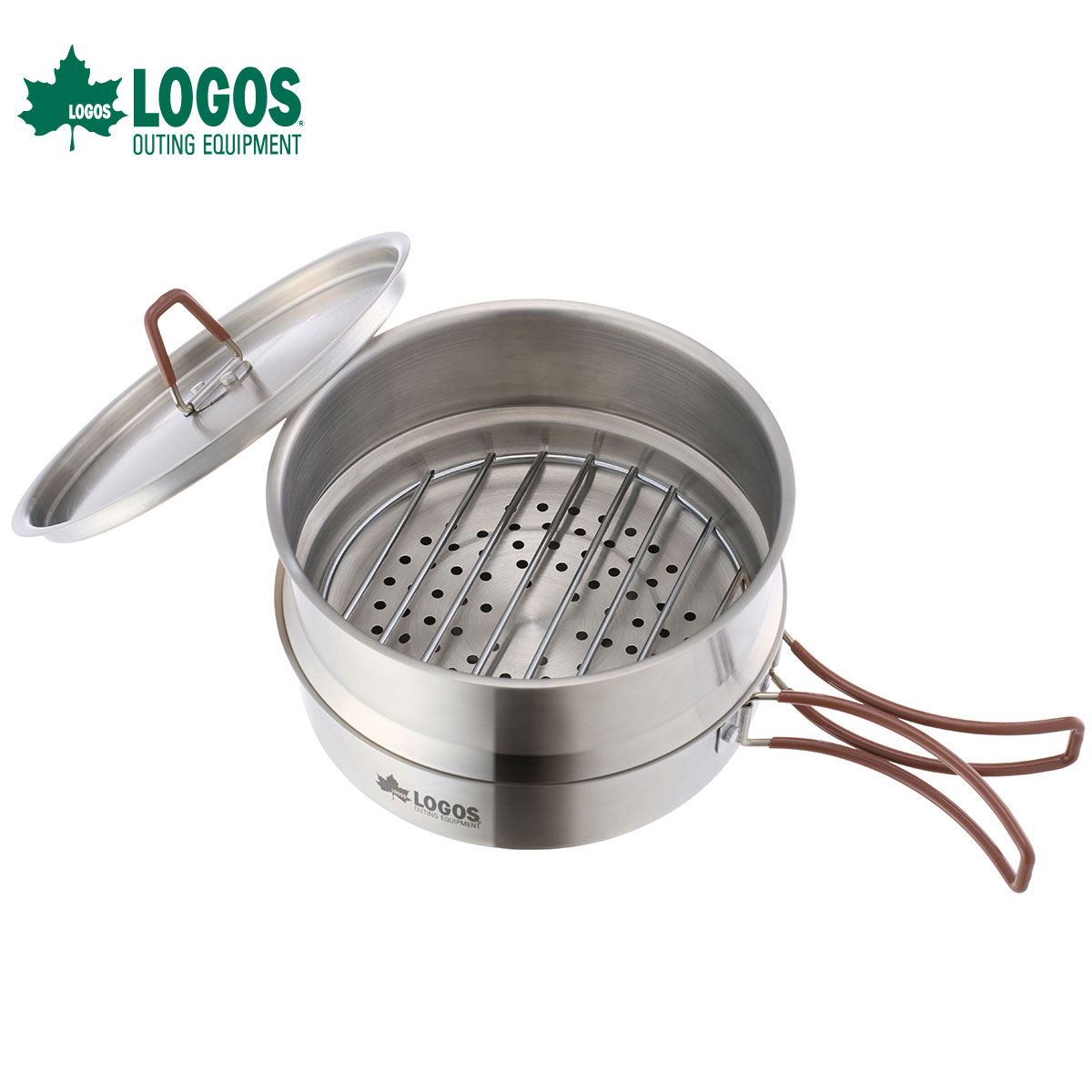81210210 アウトドア蒸し器 フライパン ザル 蒸し器 3WAY 1台3役 アウトドア キャンプ 調理用品 キャンプギア クッキング用品 コンパクト