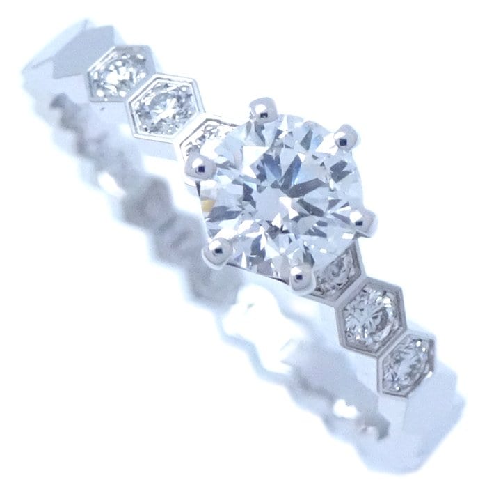 ビーマイラブ ソリテール リング ハニカム ダイヤモンド0.32ct D.VVS1.3Excellent #49 9号 J1NC00 K18WG/292600【中古】