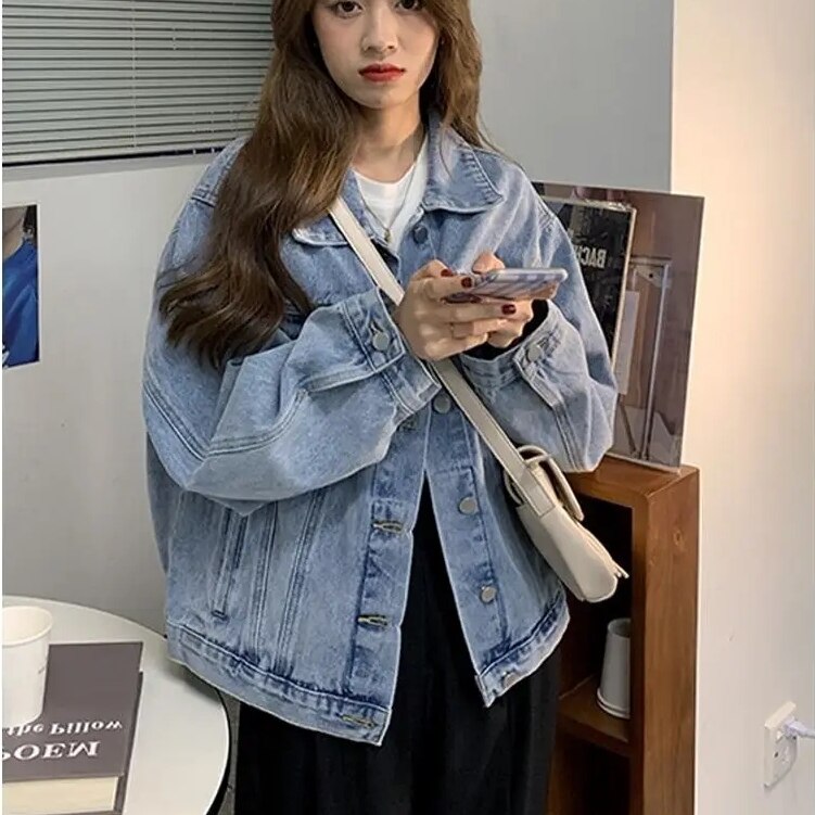 着痩せ 韓国ファッション 流行り トップス フィット デニムジャケット 快適性 百掛け レディース アウター