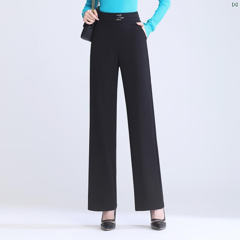 レディース　ファッション　オシャレ　シンプル ワイド レッグ パンツ 春秋 スリム ハイウエスト カジュアル ストレート スーツ