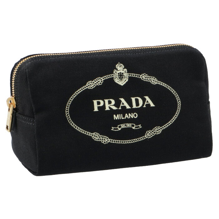 PRADA 1NA693-20L-F0N12 CANAPA LOGO プラダ カナパ ロゴ ポーチ コットン ブラック /取寄品