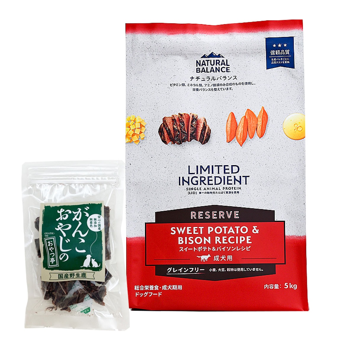 LIDグレインフリー 成犬用 スイートポテト&バイソン 5kg【国産鹿肉ジャーキー20g付き】