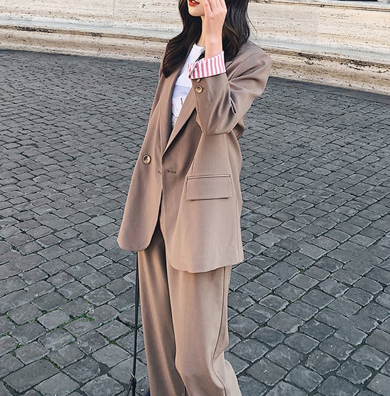 セットアップ ツーピース ２点セット 上下セット アンサンブル スーツ ロングジャケット テーラードジャケット 長袖 襟付き ボトムス パンツ スラックス ロング丈 ９分丈 ストレート lsu0217