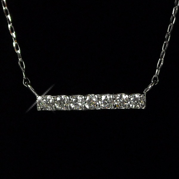 横バー ラインネックレス ダイヤモンド レディース 50代 40代 60代 30代 20代 10金ホワイトゴールド 一文字 母の日 SIクラス 計0.1ct ペンダント k10wg