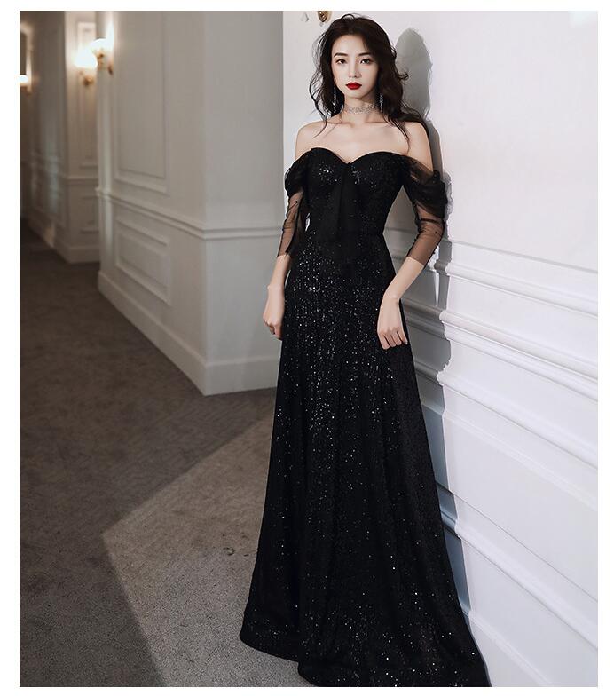 レディース イブニングドレス 黒 ノースリーブ オフショルダー ロング丈 パーティードレス 結婚式 ドレス 二次会ドレス 成人式ドレス ロングドレス フォーマル 演奏会 発表会 Aライン セクシー お 4,676円