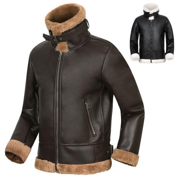 冬のベルト付きハイネックムートンジャンパージャケットハーフサファリ