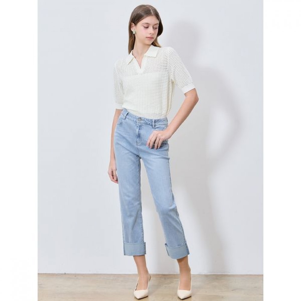 [SHS MISS] ライトシンロールアップデニムパンツ (価格:178,000ウォン)