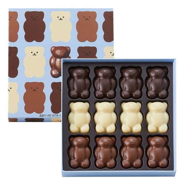 2箱 キュートで愛らしいベアチョコレート 12個（ミルク3ホワイト3ダーク3）2箱