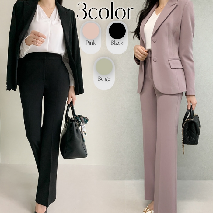 セットアップ レディース パンツスーツ 秋冬 スリム 2点セット
