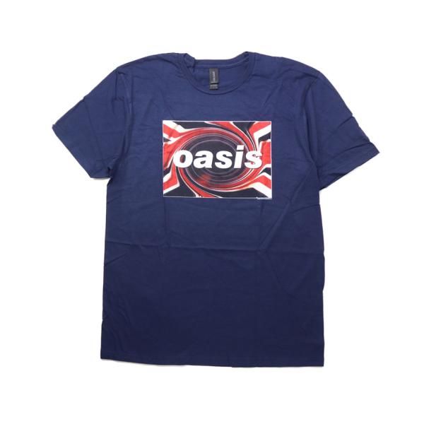 オアシス Tシャツ メンズ バンドTシャツ ロック oasis union jack tee 半袖 ネイビー レディース 野外