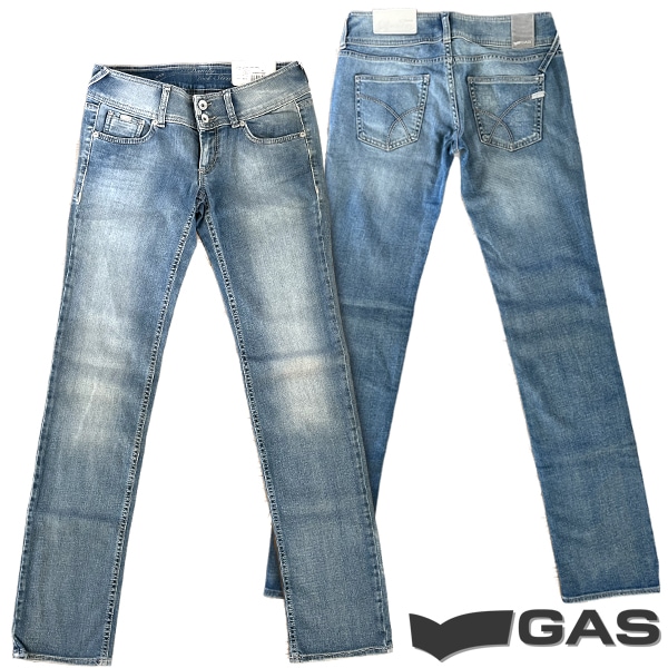 ガス ジーンズ レディース デニム ローライズ ストレッチ ストレート パンツ GAS JEANS DANDY BLUE DENIM STRAIGHT 雑誌 掲載 ジーンズ ブランド ファッション カ