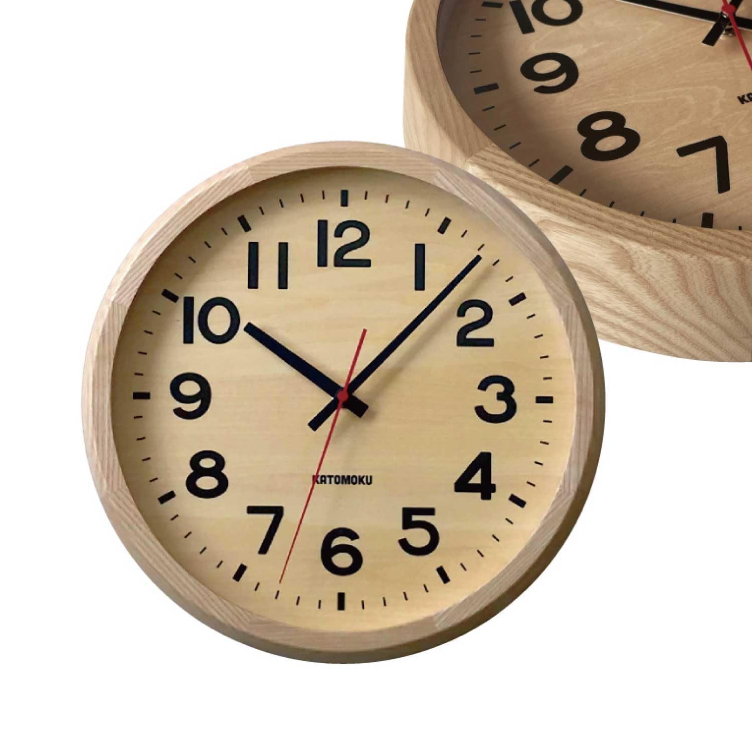 KATOMOKU Muku Clock 15 ナチュラル km-107NARC 掛け時計 連続秒針 直径30.6cm (電波時計)