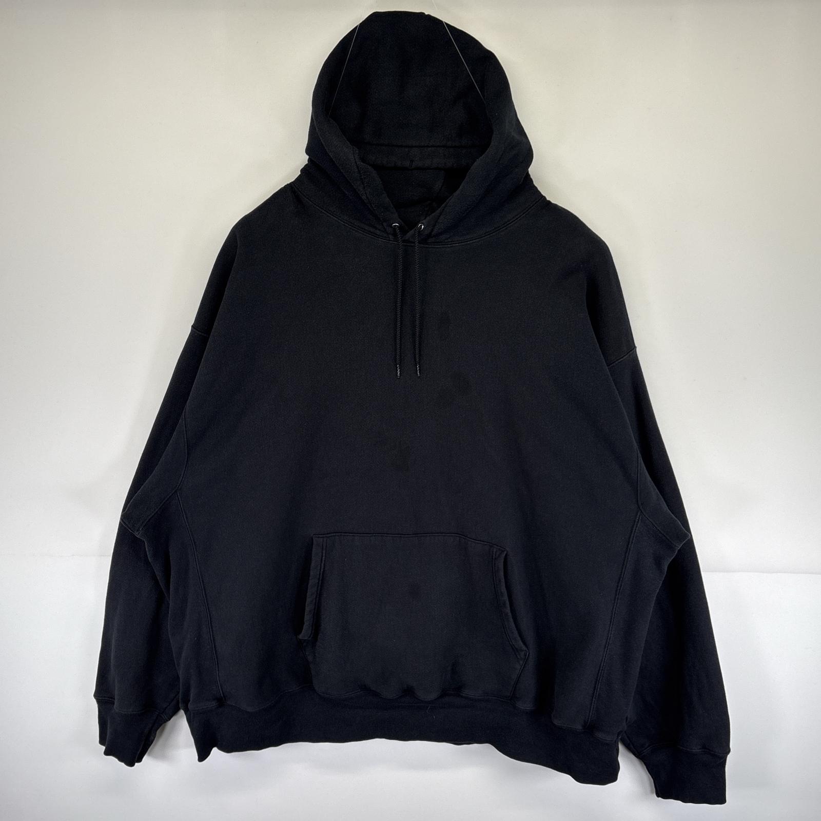 古着 パーカー プレミアムリバースウィーブ 目無し スウェット フーディ 大きいサイズ XXXXL ブラック メンズ