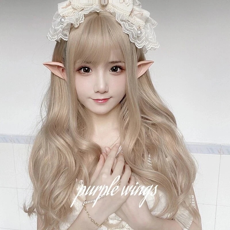 ウィッグメスロングカーリーヘアロリータビッグウェーブリアルウィッグフルヘッドギアウィッグjkナチュラ 母の日